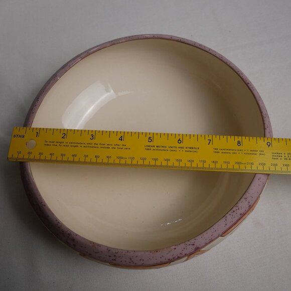 Koshari Studios Handmade Ceramic Bowl With Unique Geometric Pattern & Pink Accen - Picture 8 of 9